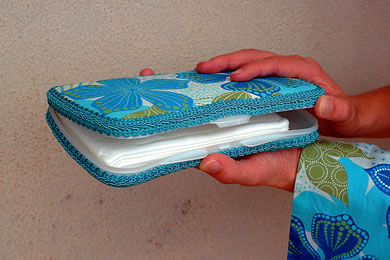 Material covered baby wipe case