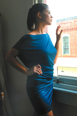 Lianne Metcalf: Boatneck dress in cobalt $350