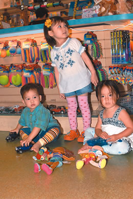 Landon Teramura (21 months old), Caia Foster (3 1/2 years old) and Sureya Jago (21 months old)