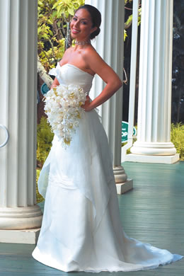 Liana Green: C Sara strapless gown with bow detail in front from Masako Formals ($2,350)
