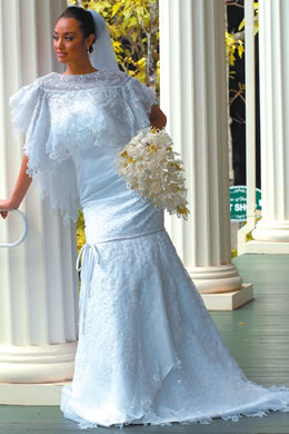 Aureana Tseu: Kimona beaded wedding gown with removable top by Nancy's Fashion and Jewelry ($450,