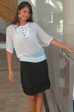 Amanda Paige: Max & Co. blouse $168, Max & Co. black skirt $225
