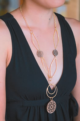 Alliway 'mecca' 14k gold-filled geometric necklace with wood mosaic pendant $173