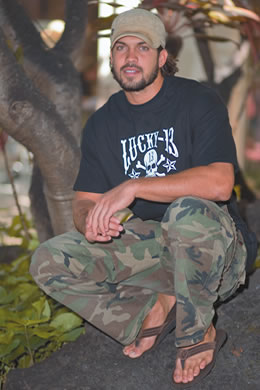 Shannon Wise: Lucky 13 T-shirt $29.99, Tripp NYC camouflage pants $95 from Millennium Hawaii