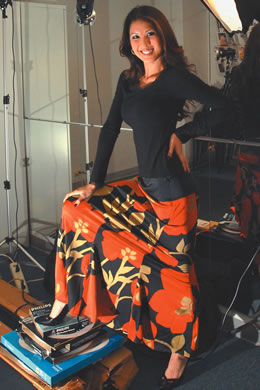Darah Dung: Harari novelty black knit top $190, Harari 'Reed Skirt' in moda flora black $365. 