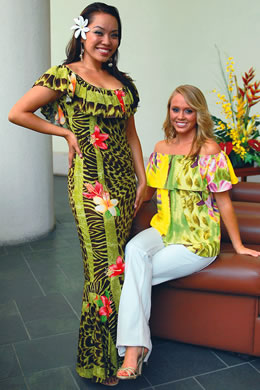 Keaolani Mento (Miss Maunalani): Mamo Howell jungle green dress $143 Lauren Cheape (Miss Hokua): Mam