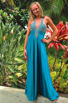 Shannon Dresser (Miss Wa'ahila): Sherri Hill blue halter gown $419 from Party Dress by Claudette
