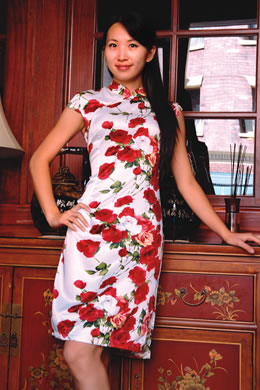 2009 Narcissus second princess Dan Yuan: Red and white rose print cheongsam $35.99