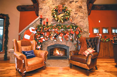 The fireplace with a stocking for everyone