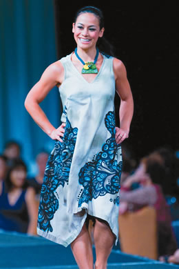 Miss Hawaii Raeceen Woolford: Phoenix print gradation cotton dress $320