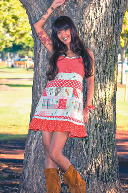 Janelle Pagulayan: Moopiland red tea party dress $78