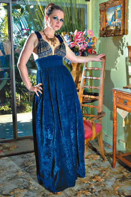 Victoria Sharov: ZhanVi blue velvet dress $800