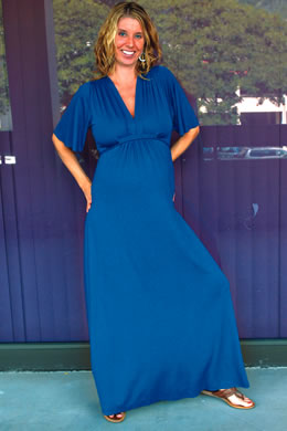 Allison Christensen: Olian Maternity blue kimono dress $148