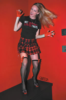 Marina Terwilliger: Hot Topic 'Vamp love' T-shirt $22, Daang Goodman Tripp NYC plaid pleated skirt $