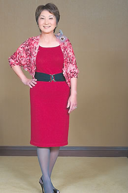 Cathy Iwai: Linda Iki 'Sakura Burst' black cherry sleeveless dress with black belt $550, red cabbage