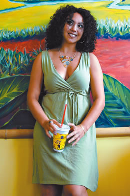 Kau'i Carter: Echo Verde green tee dress made from soybeans and organic cotton $46.99