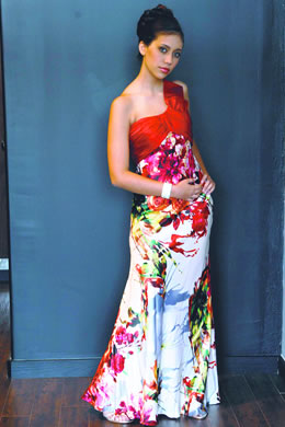 Nokeakua Souza: Aspeed one-shoulder red floral printed dress $225