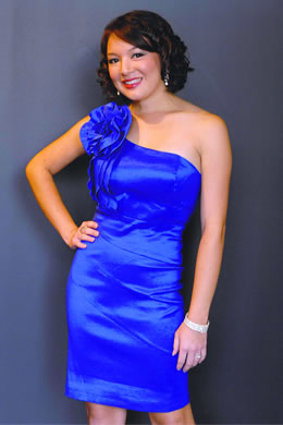 Melissa Burkeen: Aspeed one-shoulder dress in royal blue $95