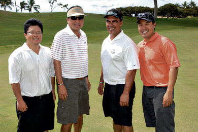 Takushi Nagayama, Warren Shioi, Dwight Kahoohanohano and Nick Tan