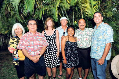 Jill and Peter Kashiwa, Kim and Bart Huber, Michelle and Victor Kimura, and City Councilman Ikaika A