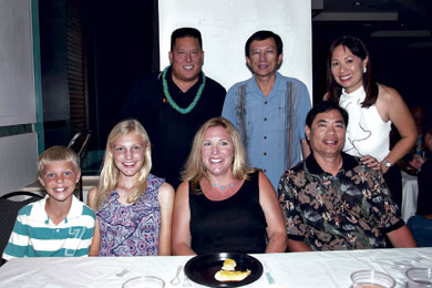 (back) Jerry Chang, John Cheung and Jody Chun (front) Matthew, Madeline and Michelle Crump, and Nels