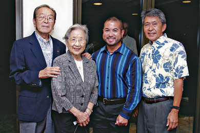Yoshiaki and Tomi Fujitani, state Rep. Blake Oshiro and Alan Goto