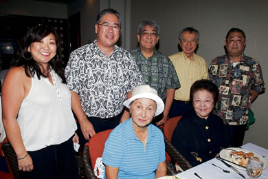 (back) Diane Kodama, Derek Mukai, Clyde Kodani, Ronald Ho, Dennis Hirota, (front) Ruth Oshiro and Dr