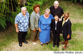 University of Phoenix Hawaii staff members (from left) Robert Gail, Tau Vee-Remmers, Grace Blodgett, Gunther Seidel, Ivy Wong and Claudette Humphrey