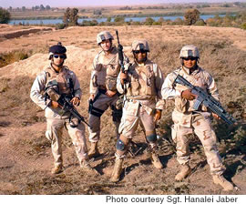 From left, Spc. Hanalei Jaber, Sgt. Shawn Sheehey, Spc. Charles Haiola and Sgt. Winnie Agapay in Iraq