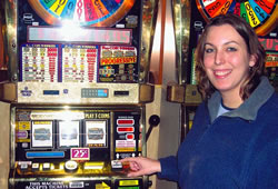 Jennifer Peculis won $448,714.95 on the 25-cent Wheel of Fortune at the Imperial Palace