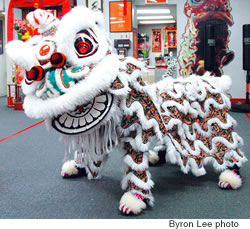 That’s Kevin Ching behind the head and Evan Kurosu behind the tail of this beautiful lion at Gee Yung International Martial Arts Dragon and Lion Dance Association
