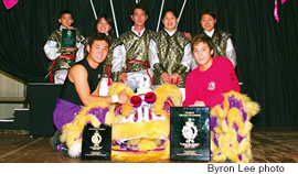 (back, from left) Ryan Murakami, Triste Yee, Shane Maihui, Maile Nakasone, Queenie Leong, (front) Evan Kurosu and Kevin Ching