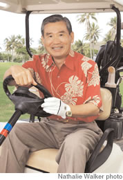 A Waialae Country Club member since 1989, Sony Hawaii president Don Kim has a 16 handicap and says he hopes to play in the PGA pro-am Monday
