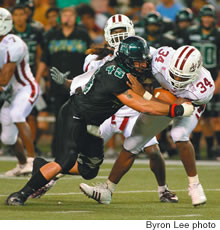 UH’s Tanuvasa Moe will be among eight local players in Saturday’s Hula Bowl