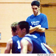 Coach Nakanishi takes a hard look at his players during practice