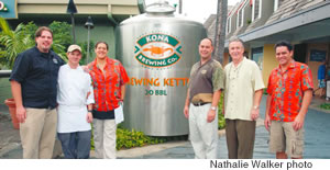 Just hangin’ out at the Kona Brewing Co. are (from left to right):Shane Johnson, James Vine, Simone Cole, Mattson Davis, Steve Cole and Brian Fernandez.