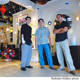 (from left) Randal Uyeunten, Thomas Ogawa and Ian Swain of Lighting Concepts and Design