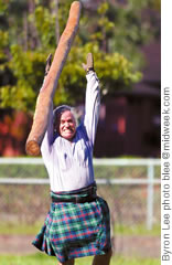 Phillips gives the caber a toss