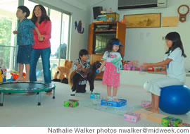 Kalma Wong at home with, from left, Dylan, Alec, Leigh and Kera