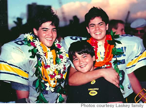 After a Punahou game with younger brother Jason
