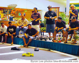 RC drifters man the controls during an exhibition at<br />
Kahala Mall