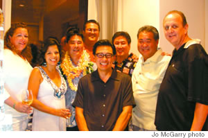 (from left) Jackie Lau, Kim Gennaula, Roy Yamaguchi, George Szigeti, Guy Hagi, Alan Wong, Dean Okimoto and Rainer Kumbroch