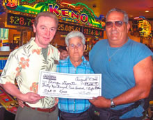 George DePointe (center) of Hilo won $39,508 playing George DePointe (center) of Hilo won $39,508 playing KENO at the Cal