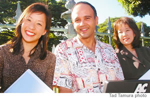 Christine Ing with staffers Henry Roman and Amy Matsushima