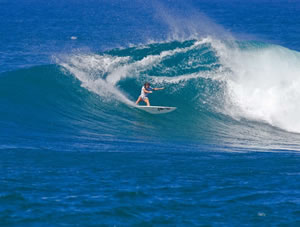 Rochelle Ballard is competing in the Roxy Pro Hawaii at Sunset Beach through Dec. 6
