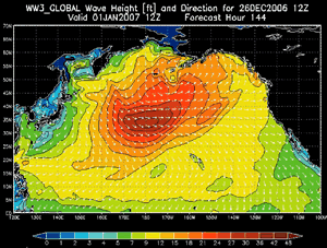 Sunday’s (12.31) model reveals the first swell of 2007. It will be our biggest swell producer so far this entire season