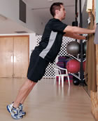 Slanted calf raise: Start with feet on ground, tippy toe up, hold, release