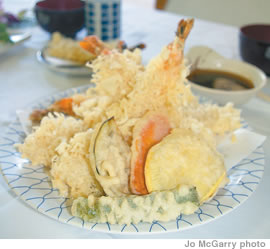 Shrimp tempura and vegetable tempura are among the most popular dishes at Hifumi. The tempura is a crisp, golden brown