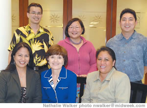 ResortQuest Hawaii group (front, from left) Donna Wheeler, Shari Chang and Jane Gonzaga (back) Dean Nakamura, Wanda Watanabe and William Koo