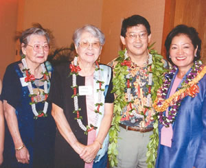 Mazie with, from left, mother-in-law Rosemary Oshima, mother Laura and husband Leighton Oshima